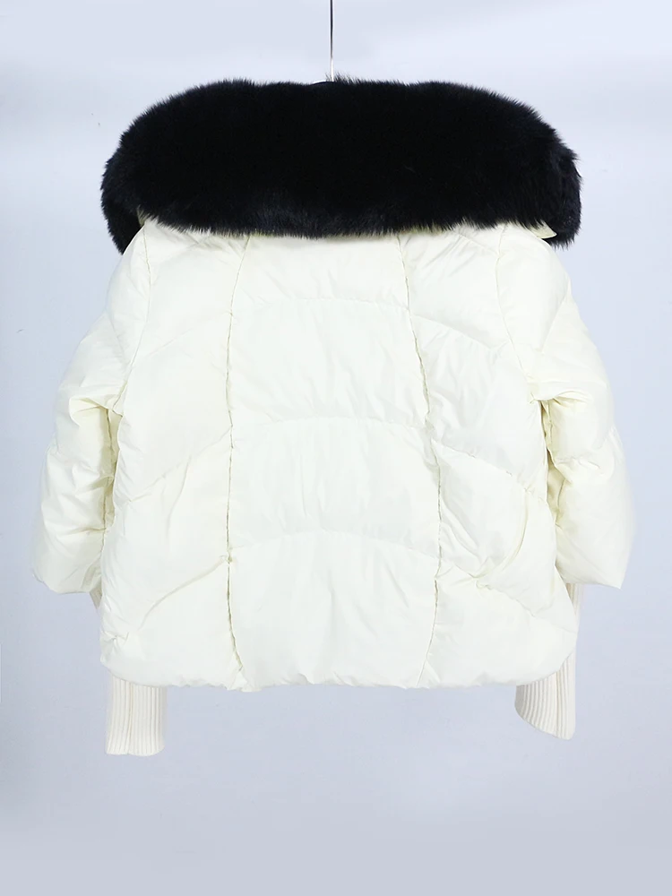 OFTBUY New White Duck Down Jacket Winter Women Warm Loose Coat Natural Real Fox Fur Collar Thick Luxury Outerwear New Fashion