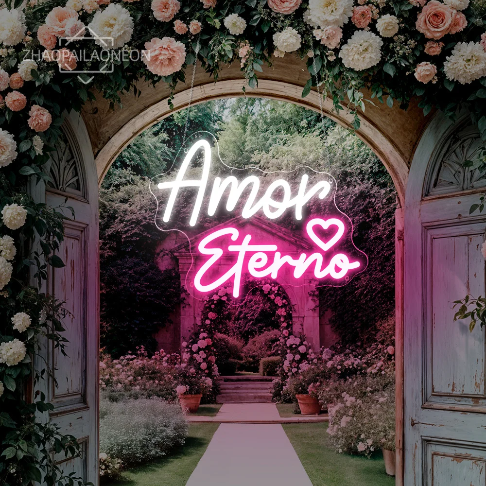 VIVAN Los Novios Neon Sign Spanish Wedding Led Wall Home Room Decor Neon Lights Signs Wedding Decoration Amor Eterno Neon Signs