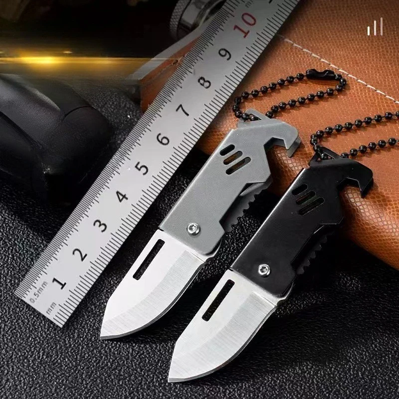 1 cuchillo plegable 01Mini, cuchillo portátil para acampar, para abrir paquetes, mini cuchillo para llavero, colgante para llavero