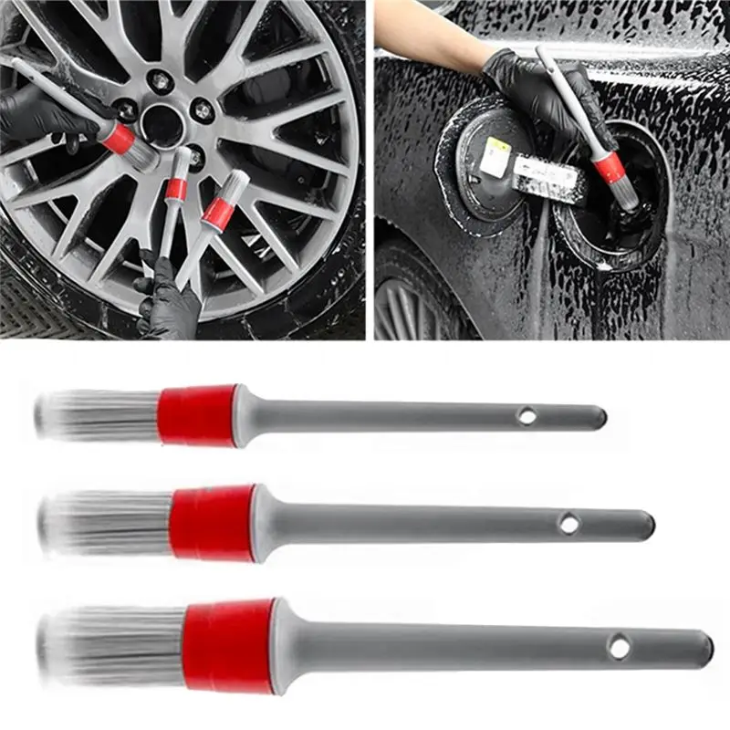 Compatible Super Soft Synthetic Detailing Brushes Set Handle for Wheels,Tires, Engine Bay, Leather Seats, Door Panels