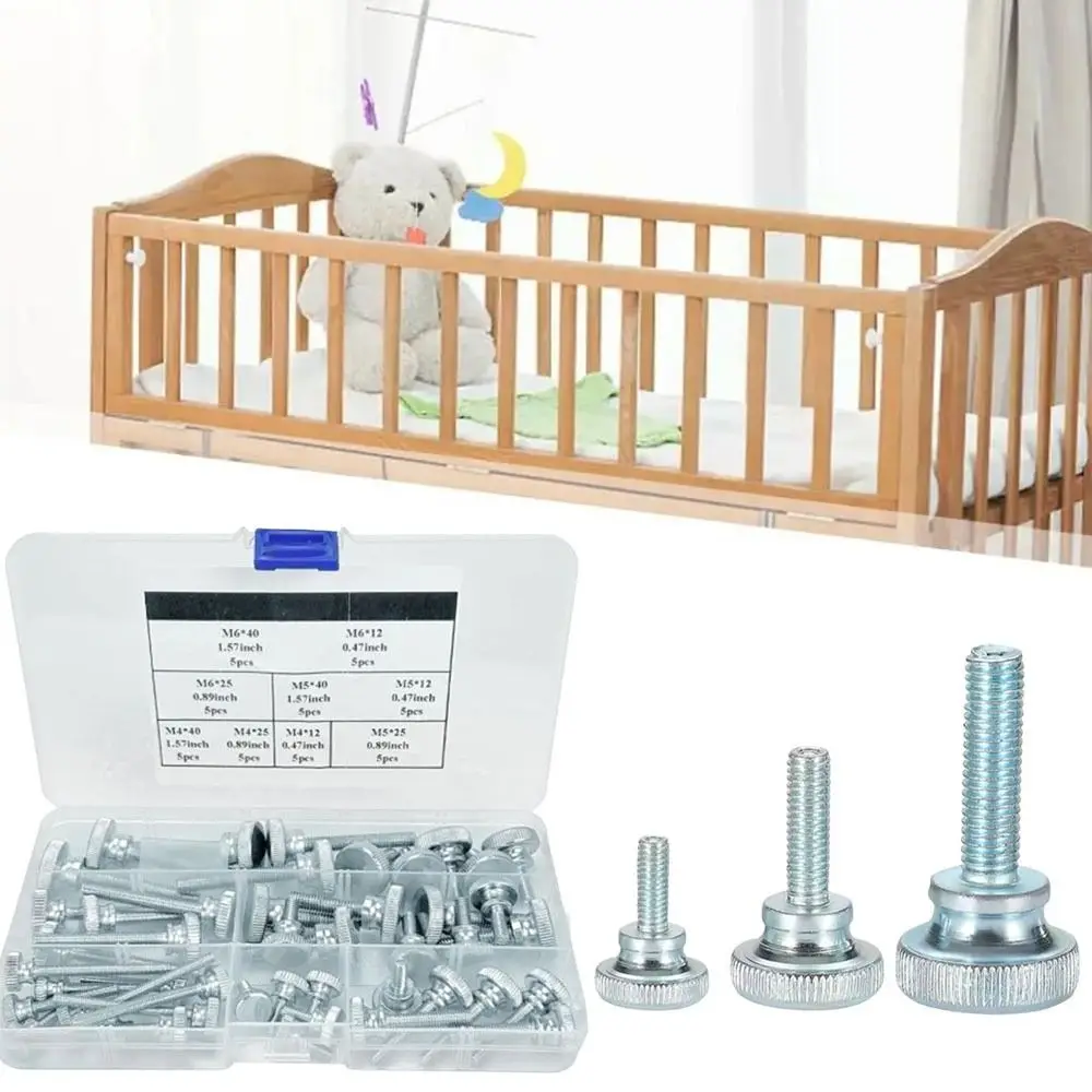 

45 шт. винтов с большой головкой GB834, рифленые, с высокой головкой, для быстрого крепления, с круглой головкой, промышленного класса, прочные, с ручкой-гайкой