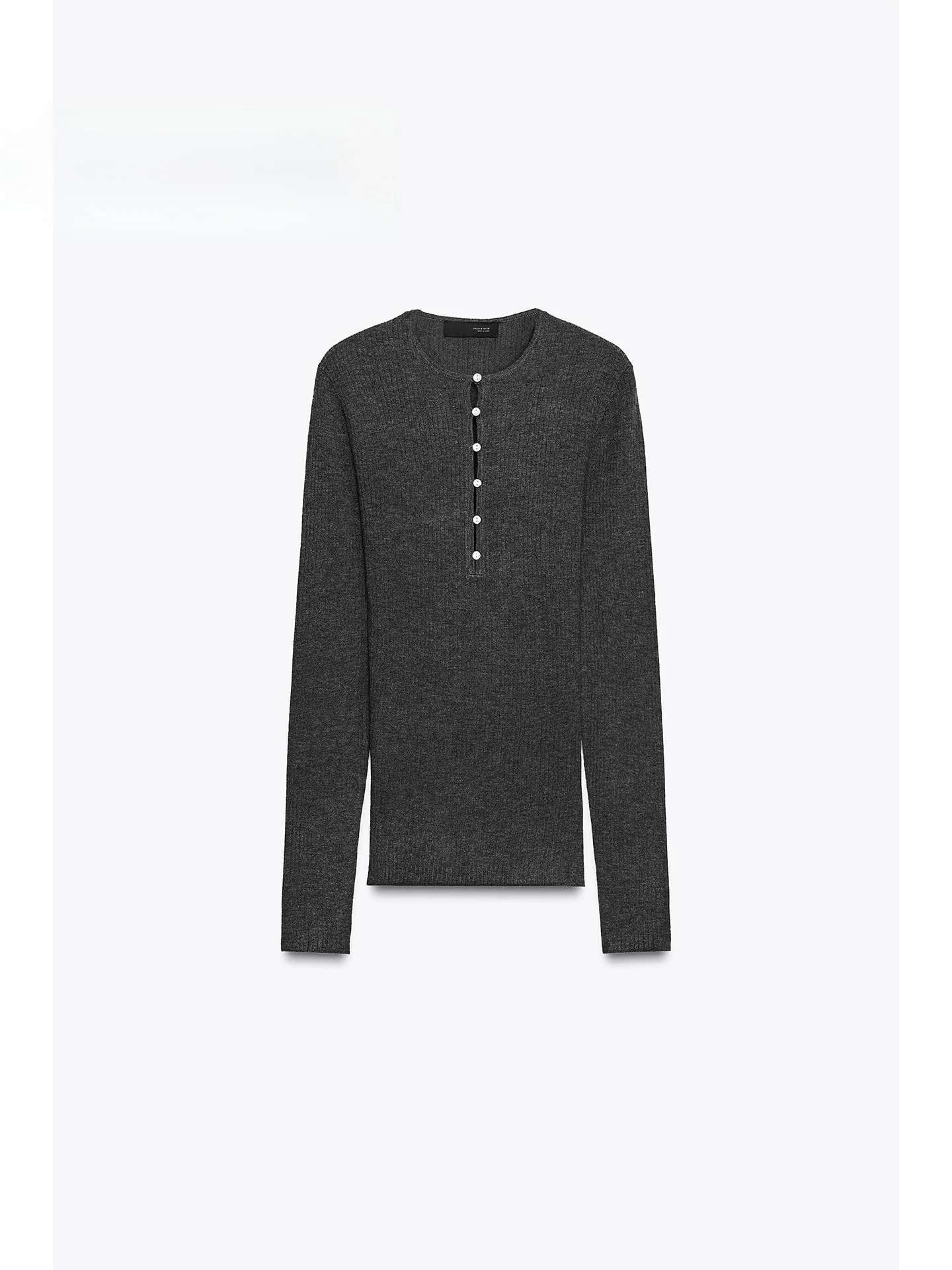 

Spring 2026 Slim Fit Knitted Sweater Long Sve round Ne Button up Women's Faionable Color Elastic Waist Design