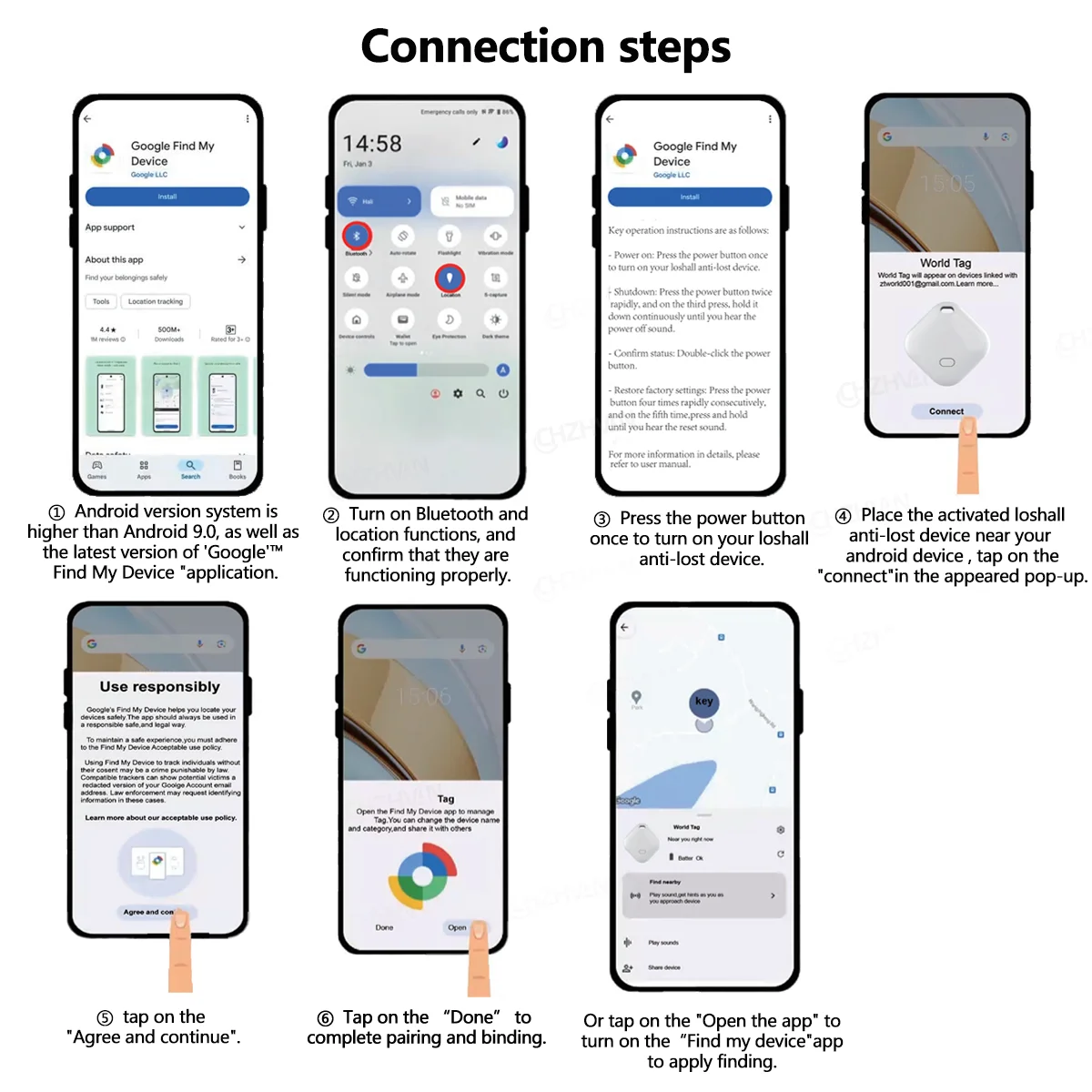 Smart Tracker Tag für Android-Gerät Google Find Hub App Air Tag Key Finder Haustier-/Taschen-Tracker Google Certified Bluetooth Finder