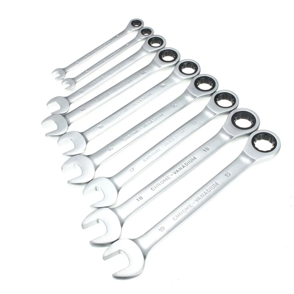 DAYFULI 8,10,12,13,14,15,17,18,19mm Ratchet Spanner Combination Wrench Keys Gear Ring Tool Handle Car Repair Universal Wrenches