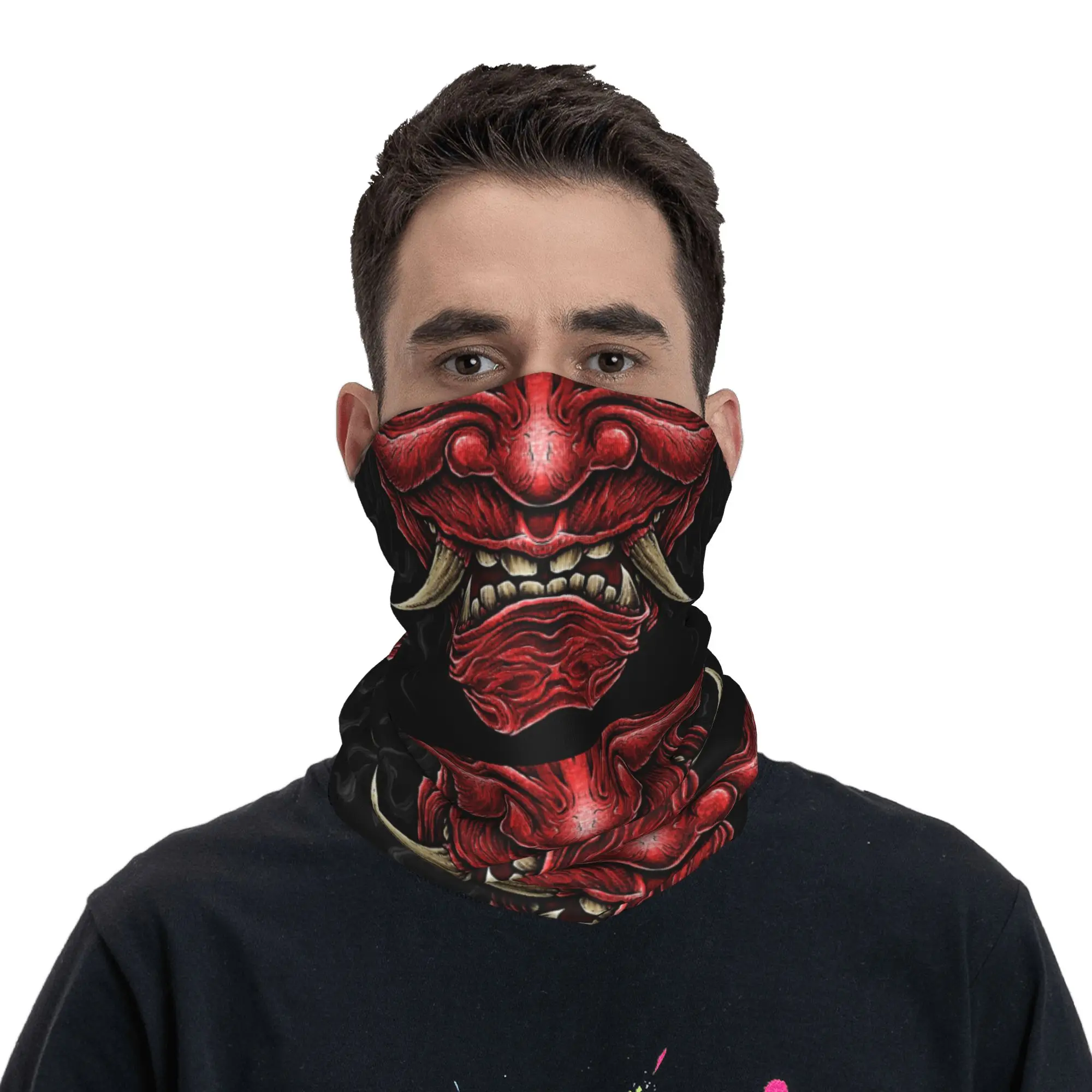 

Winya No 146 Bandana Neck Gaiter Hannya Kabuki Japan Mythology Samurai Mask Scarf Multi-use Face Mask Hiking Adult Windproof