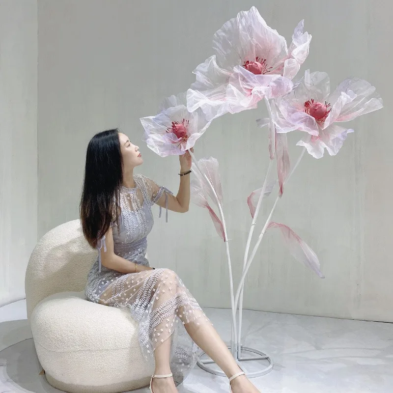 Large Artificial Flowers Silk Poppy Fake Flower Wedding Decor Party Decoration T Stage Layout Window Display Simulation Flower