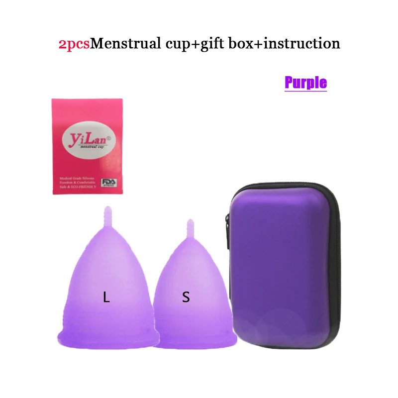 

3Pcs Reusable washable female medical silicone menstrual cup, Factory wholesale Ladies menstrual cup+gift box