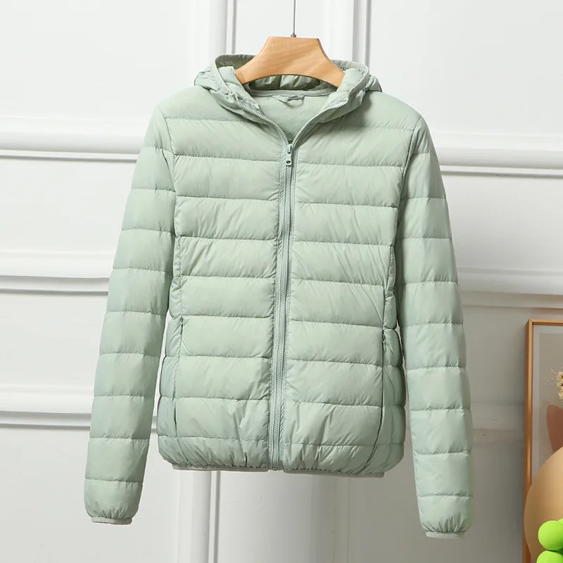 2025 Autumn Winter Oversize Hooded Down Jacket Women Light Thin White Duck Down Coat Female Short Warm Puffer Parkas Outwears
