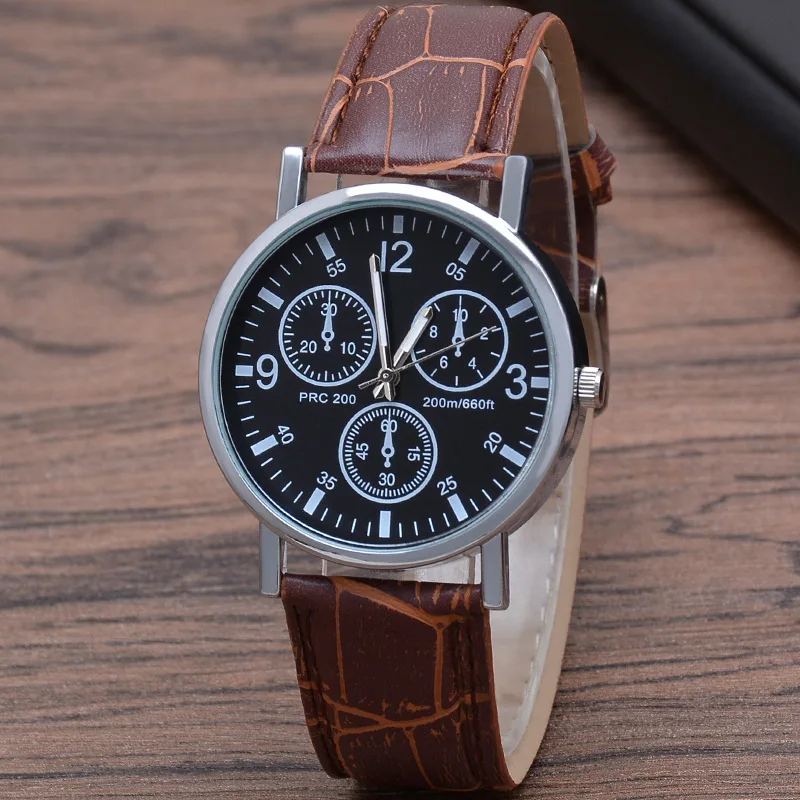 Casual Men Quartz Watches Round Dial Men Watch Elegant Quartz Watch Adjustable Faux Leather Strap High Accuracy Men Wristwatch