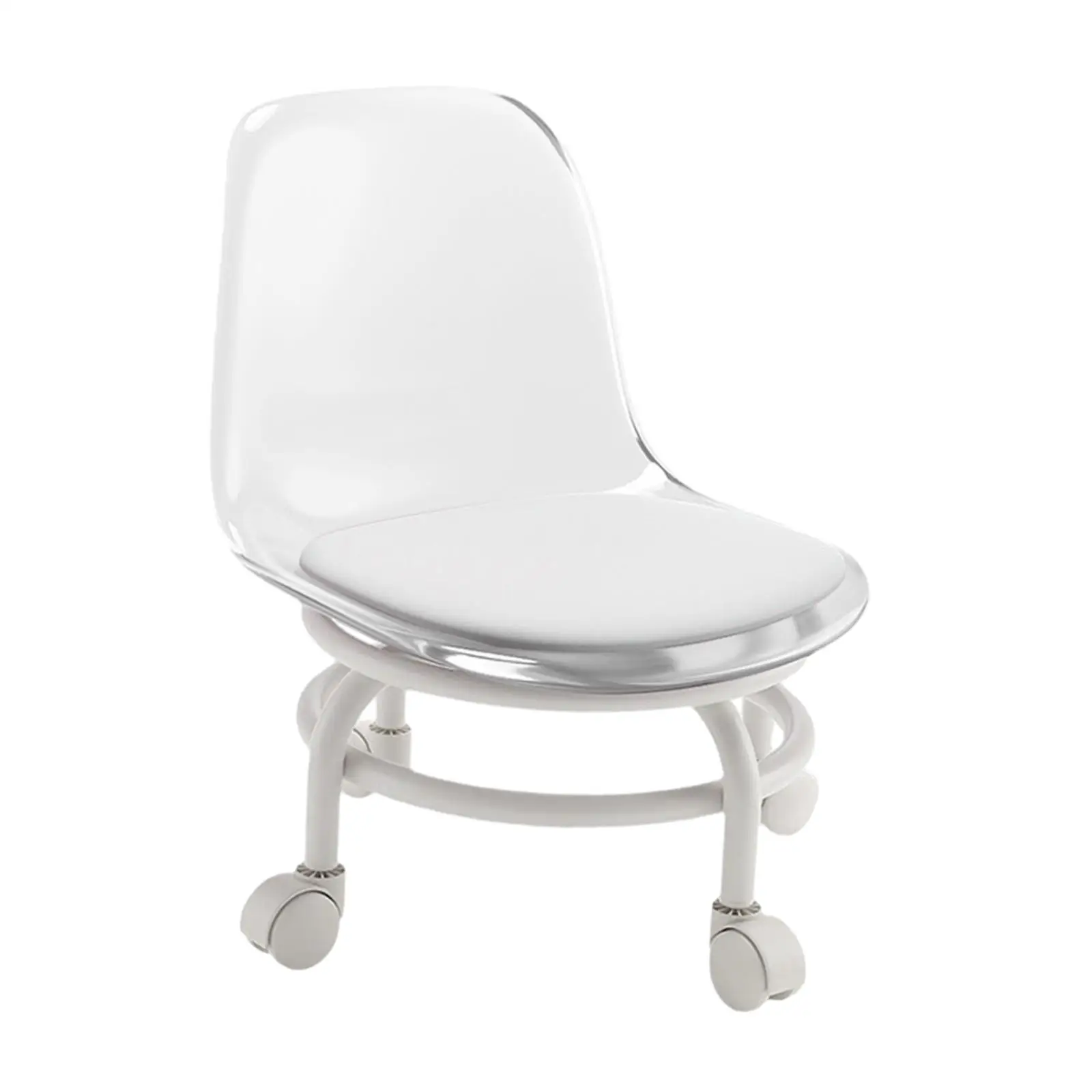 Low Rolling Stool with Back Rest 360° Rotating Rolling Stool for Cleaning