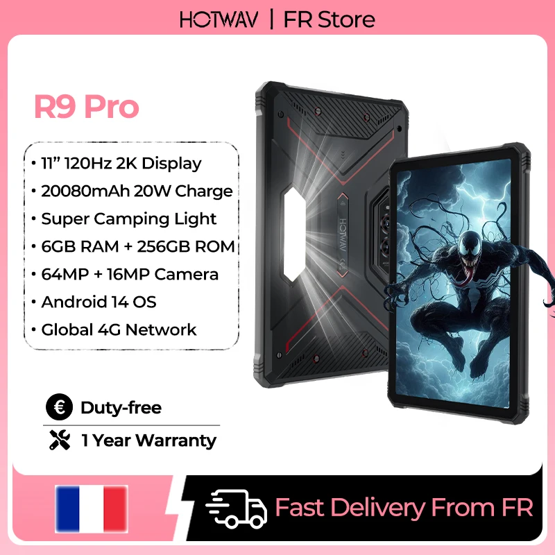HOTWAV R9 Pro Tablet 11” FHD+ 2K 120Hz scherm 20080mAh extra grote batterij 20W snelladen Super Campinglight Pad Android 14 6GB RAM 256GB ROM 64MP + 16MP camera Globale Dual 4G Octa-core Tablet PC