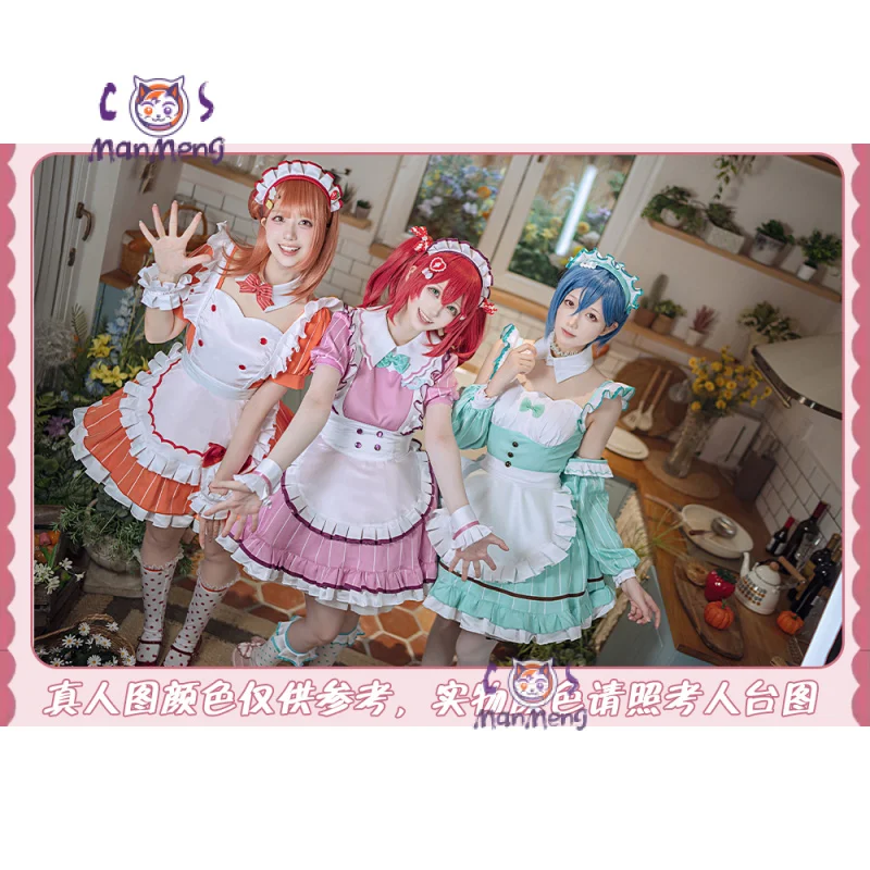 

Uehara Ayumu Ruby Kurosawa Wakana Shiki LoveLive!Superstar!!Cosplay Costume Socks Apron Tie Hair Clip Wig Halloween Maid Set
