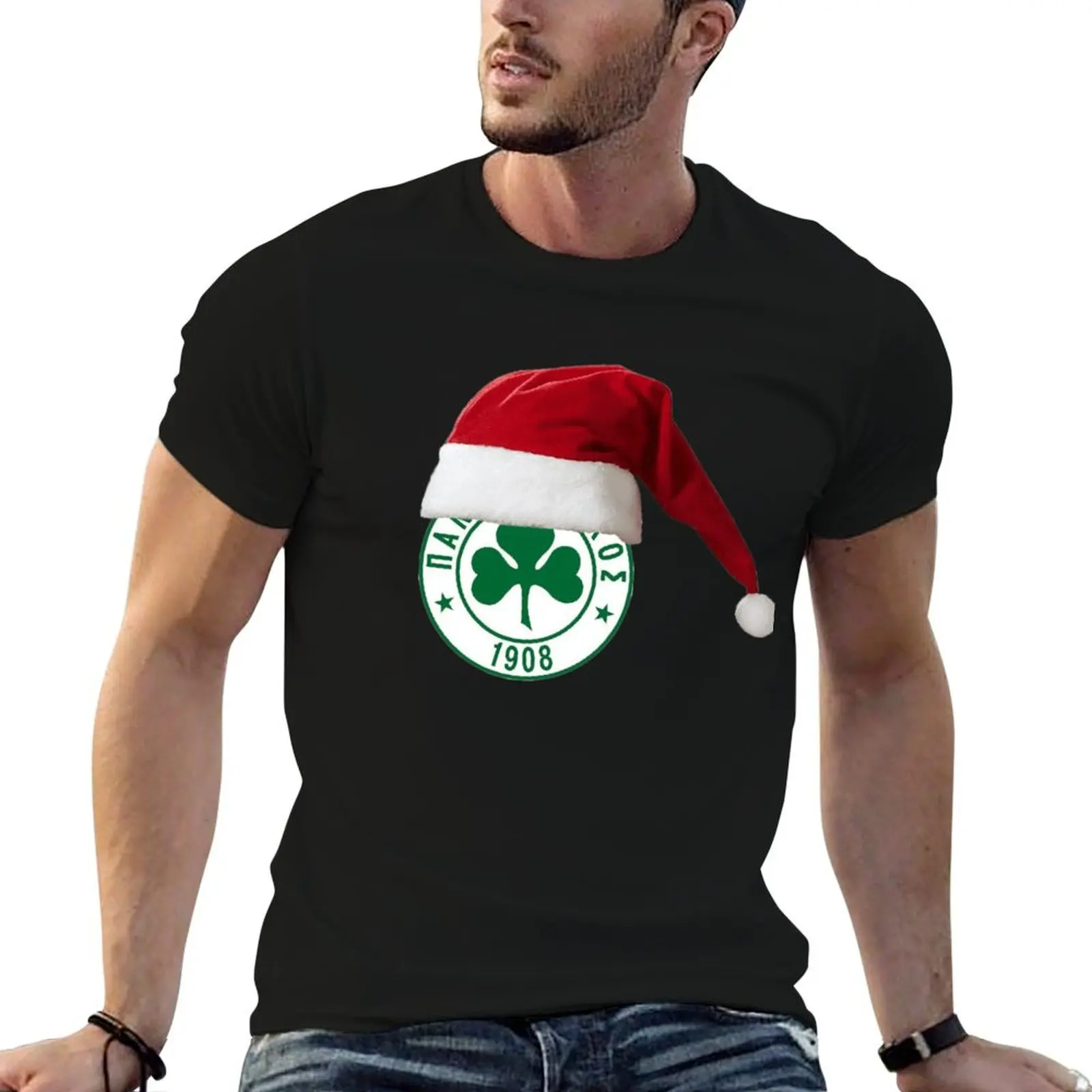 

Panathinaikos Football Club Christmas Edition T-Shirt t shirts for man cotton funny men t shirt cotton 100% T-Shirt