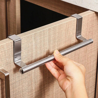 1 /2Pcs Stainless Steel Towel Bar Cabinet Door Towel Hanging Bar Stainless Steel Bathroom Kitchen Cabinet Door Towel Wipe Rack