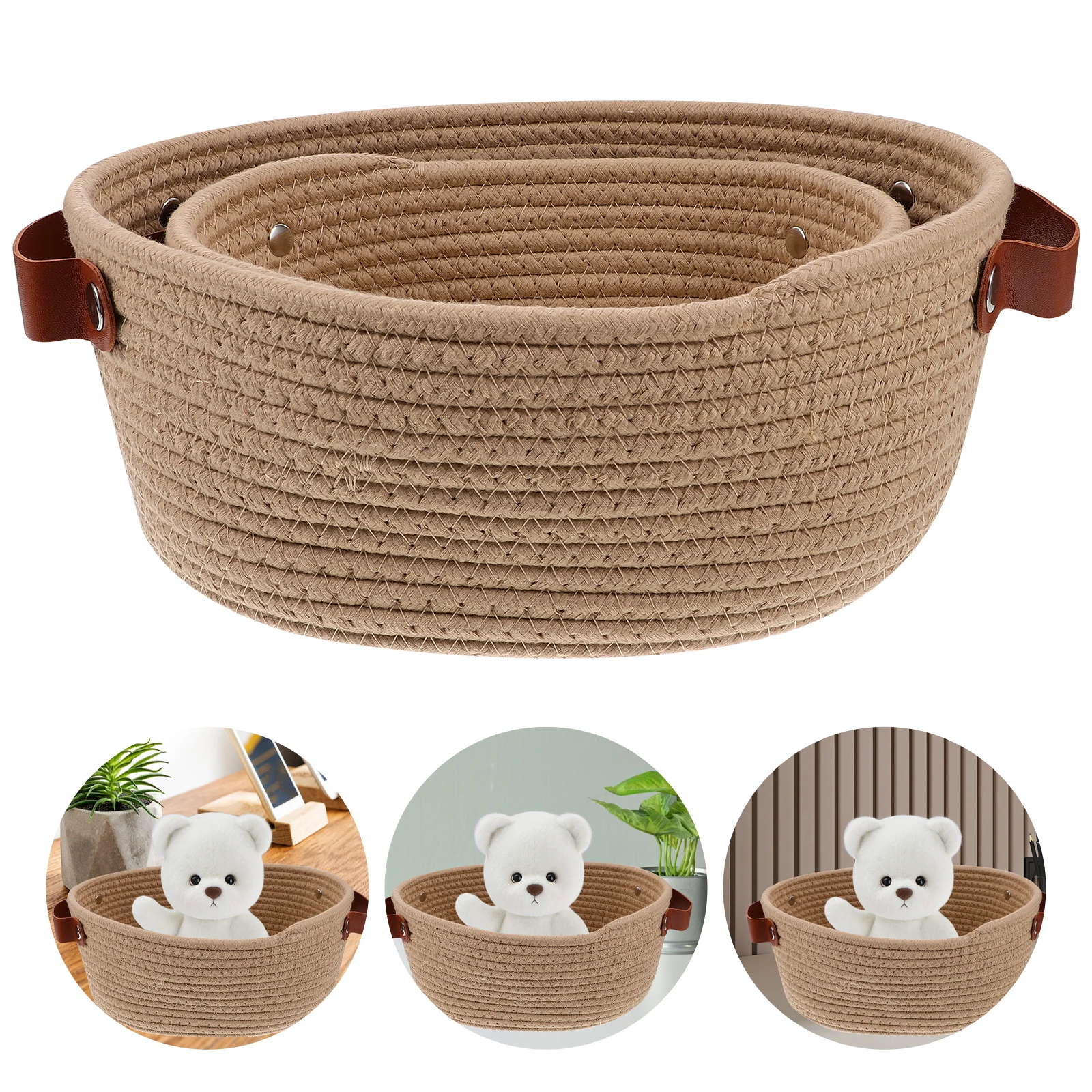 

2 Pcs Cotton Rope Baskets 2 Sizes Storage Basket Desktop ganizer Home Decor H Woven Basket Small Hamper