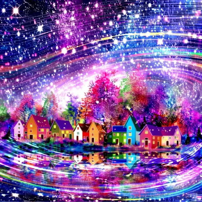

Full Diamond Embroidery Colorful Aurora Village 5D Diamond Painting Landscape Mosaic Cross Stitch Kits Picture Of Rhinestones Ho