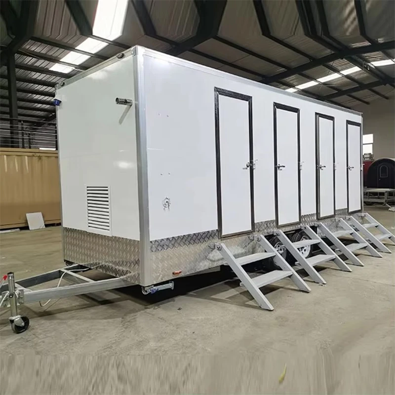 Remolque de inodoro portátil, remolque de baño de lujo con cabina de baño de 2 estaciones para adultos, familia, boda, fiesta, Camping