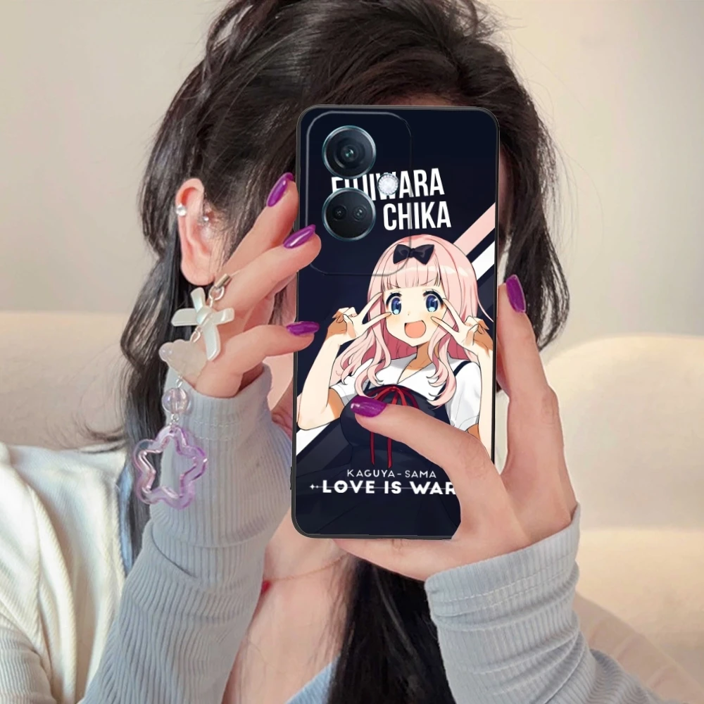 Kaguya Sama Chika Mobile Cell Phone Case for OPPO Find X5 X3 X2 A93 Reno 8 7 Pro A74 A72 A53 Black Soft Phone Cover Shell