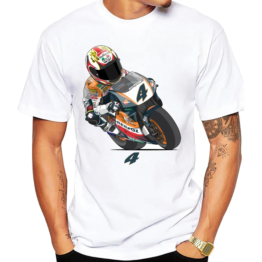 GP Race Alex Criville 4 Classic T-Shirt New Men Short Sleeve Boy Adventure Sport Casual White Tops Man Motorcycle Rider Tees