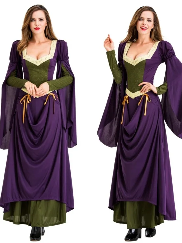 Medieval Queen Costume Long Skirt Court Performance Halloween Dance Party Outfit Cross-Border Vintage Cosplay Women's Wear