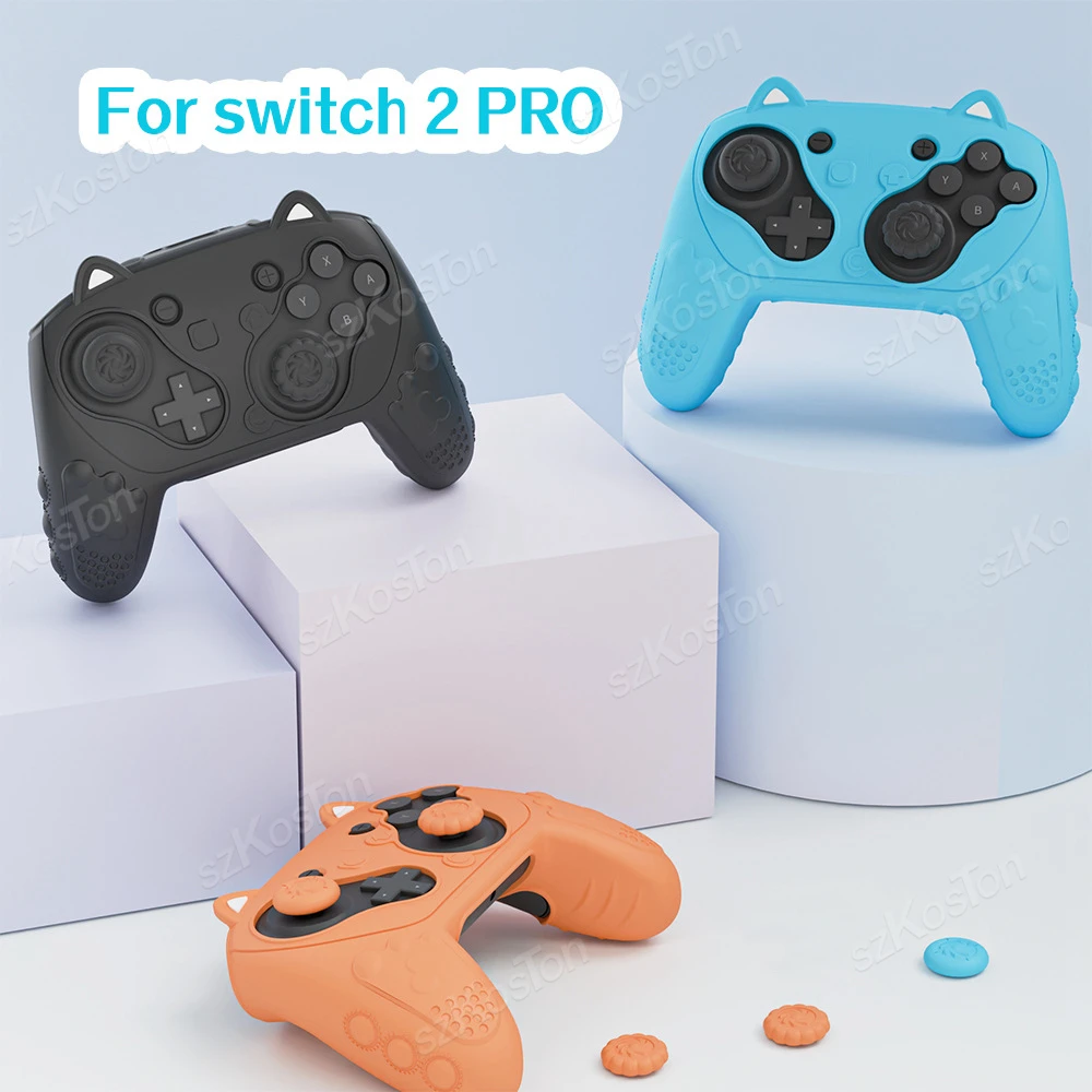 Silikon-Schutzhülle für Switch 2 Pro Controller-Hautabdeckung mit Daumengriffen, Kappen für Switch 2 Pro Gaming-Zubehör