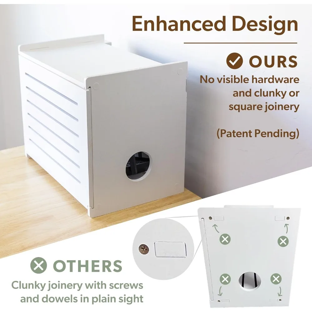 صندوق تخزين راوتر واي فاي خشبي ريفي مع حامل على الحائط وإدارة الكابلات لإخفاء المودم المزخرف