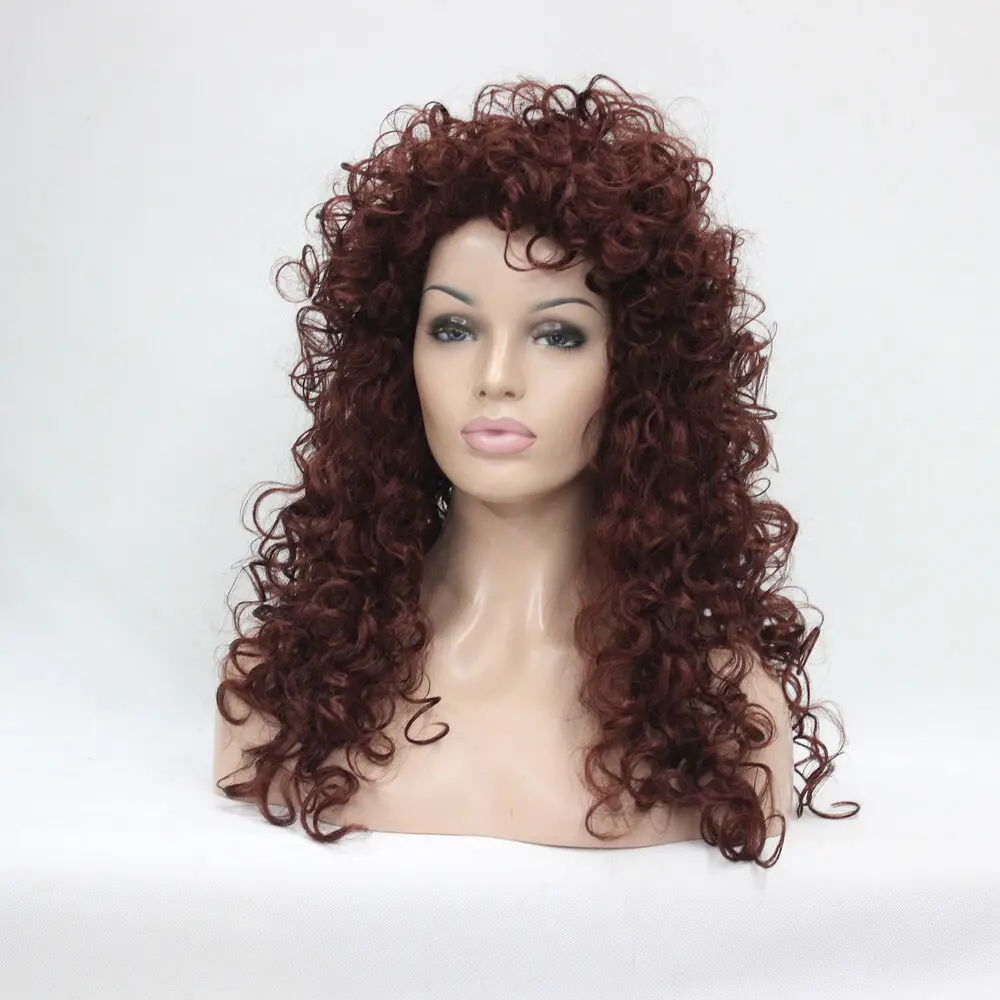 Peruca De Cabelo Sintético Longo Vermelho Amburn, Encaracolado, Sexy, Novo, 24"