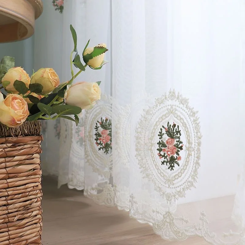 White Embroidered Sheer Curtains for Living Room Bedroom Luxury  floral tulle Curtain Window Drapes Girl Room