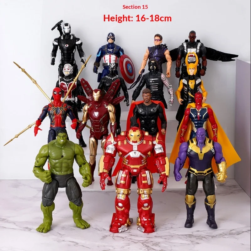 Nueva figura de acción de los Vengadores de Marvel, héroe Loki, Spiderman, Endgame, Ironman, Thanos, Antman, Thor, modelo de colección, juguete de 15-17cm, regalo