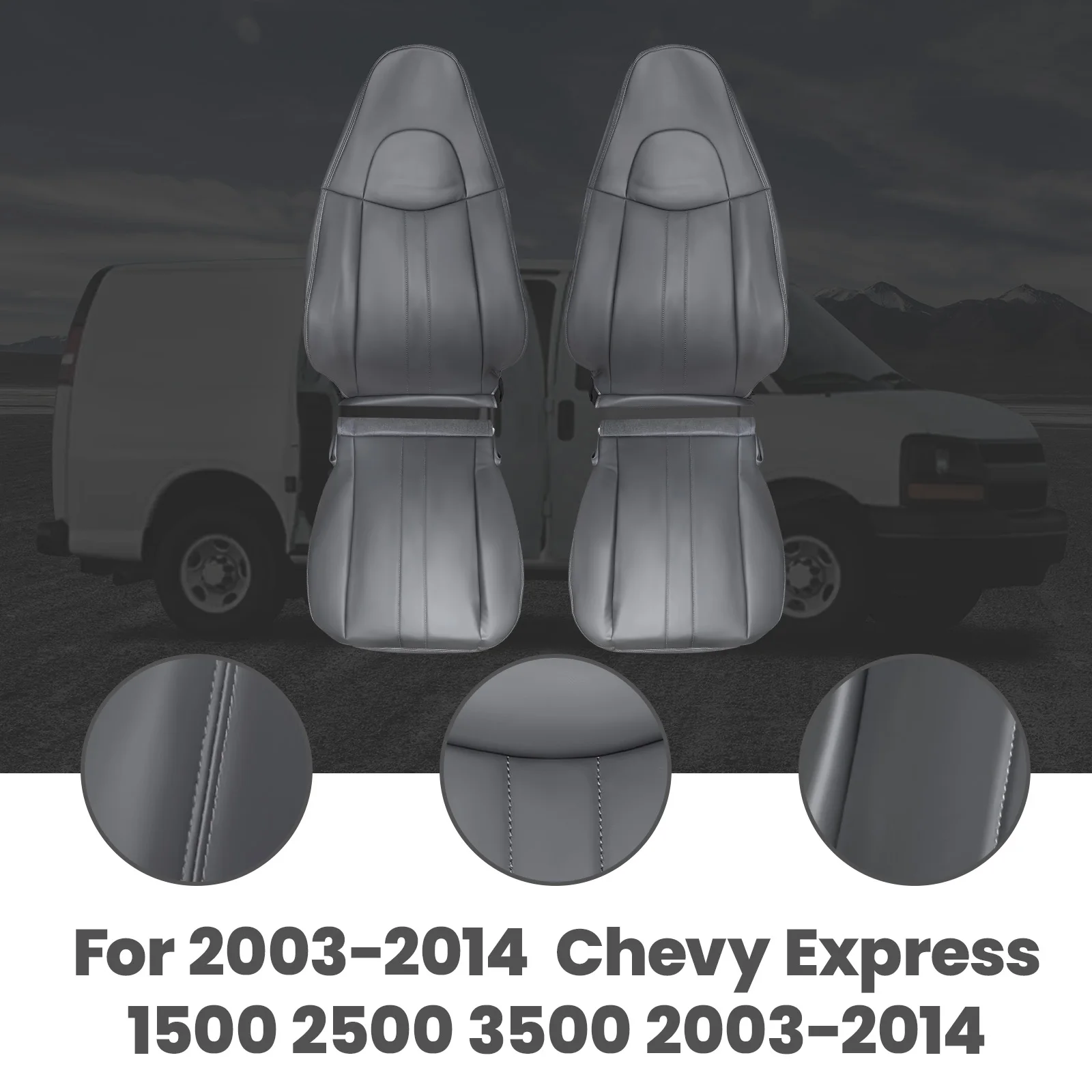 

Driver Passenger Seat Cover Dark Gray For Chevy Express 1500 2500 3500 4500 New