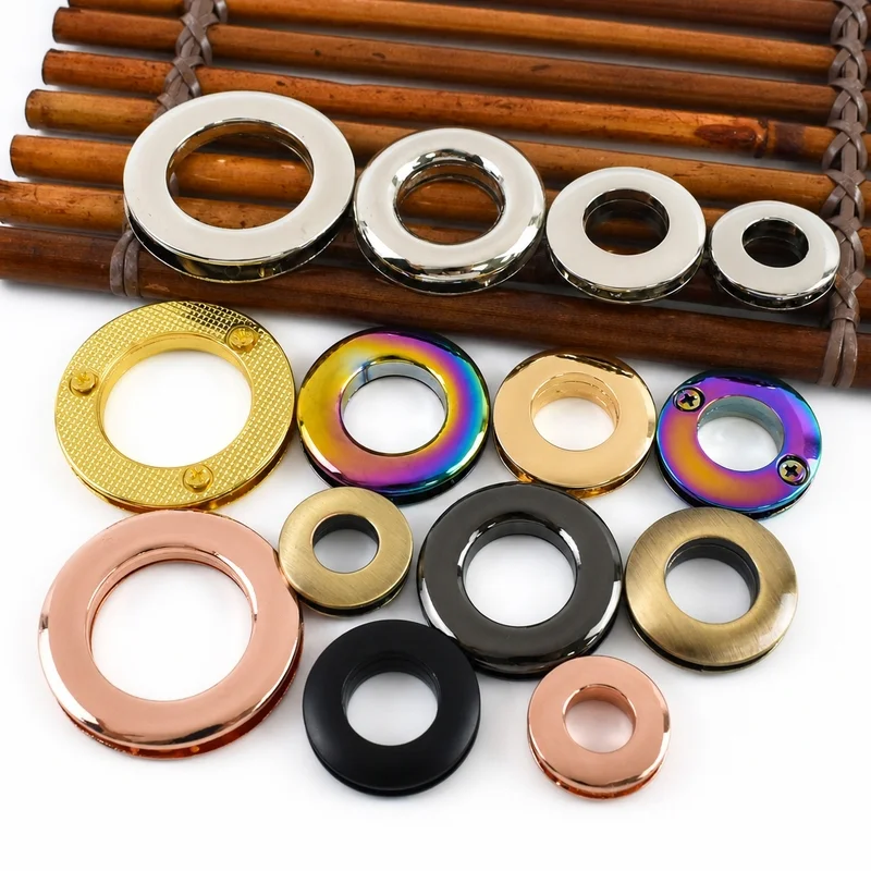 

5/10P 10-25mm Metal O Ring Eyelet with Screw Bag Strap Eyelets Grommet Washer Handbag Hook Buckle Rivet DIY Leather Accessories