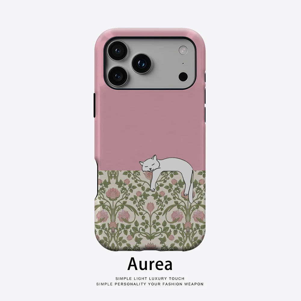 Rosa schlafende Katze Handyhülle für magnetische Handyhülle für IPhone 17 16 15 14 13 Pro Max Plus Single Double-Layer Tough Case