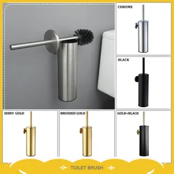 Brushed Gold Toilet Brush Holder Wall Mounted Stainless Steel Toilet Brush for Cleaning Storage Bathroom Hardware Accessories