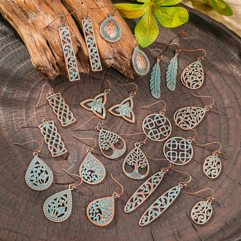 Boho Vintage Chic Earrings Set Cute Hollow-out Dangle Earrings Geometric Statement Daily Wear Party Decors Work Versatile