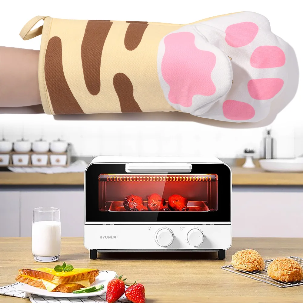 Microwave Anti-Scalding Heat Resistant Cartoon Animal Oven Mitts Cat Paws Insulation Gloves