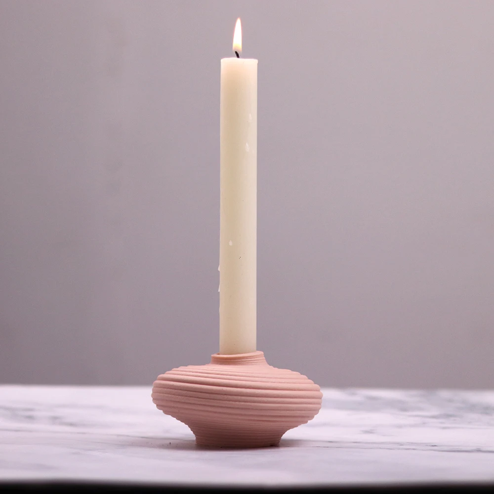 

Silicone mold for shaped spiral candlestick Round cement gypsum candlestick aromatherapy candle base silicone mold