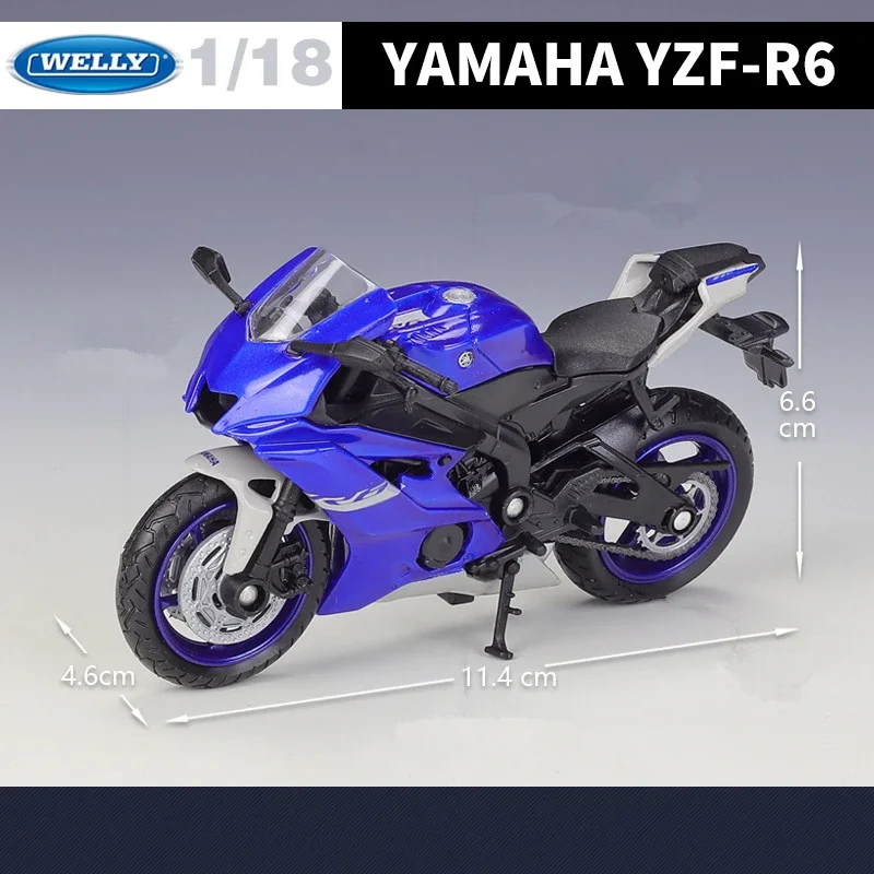 Welly 1:12 Yamaha Alliage YZF-R6 Moto De Course Modèle Simulation Moulé Sous Pression En Métal Modèle De Moto De Rue Collection Enfants Cadeau