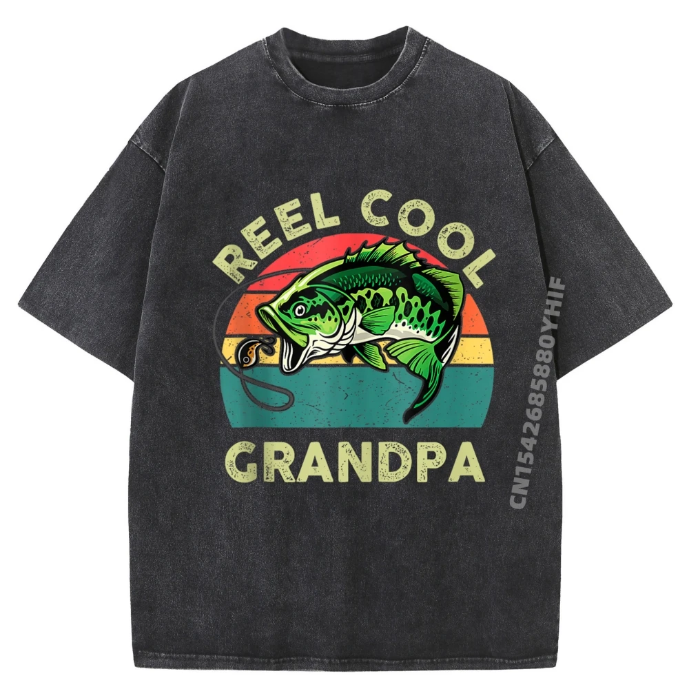

Рыболовная катушка крутая дедушка День отца окунь папа дизайнерская одежда мужские футболки графические футболки мужская стираная рубашка в стиле ретро