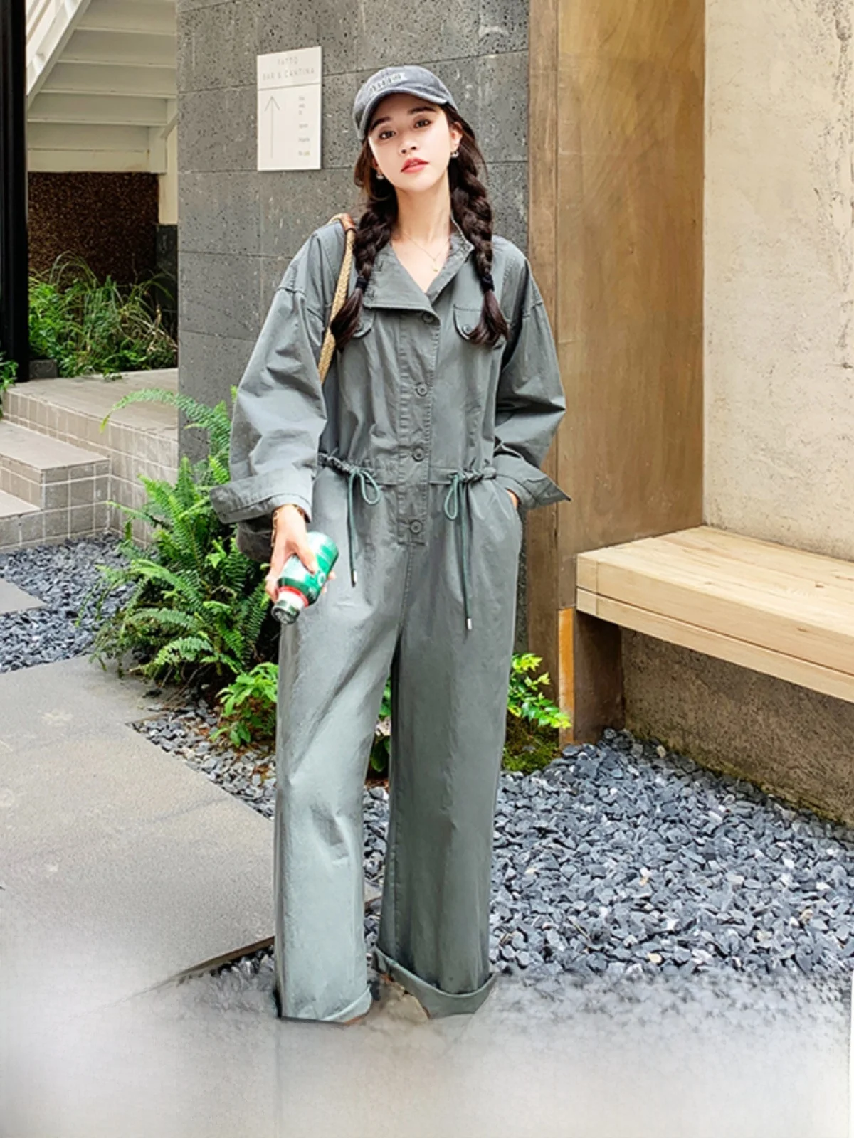 

Рабочая одежда: Новые женские комбинезоны для ранней весны и осени в уличном стиле, с эффектом утяжки талии, стройнящие, с длинными рукавами