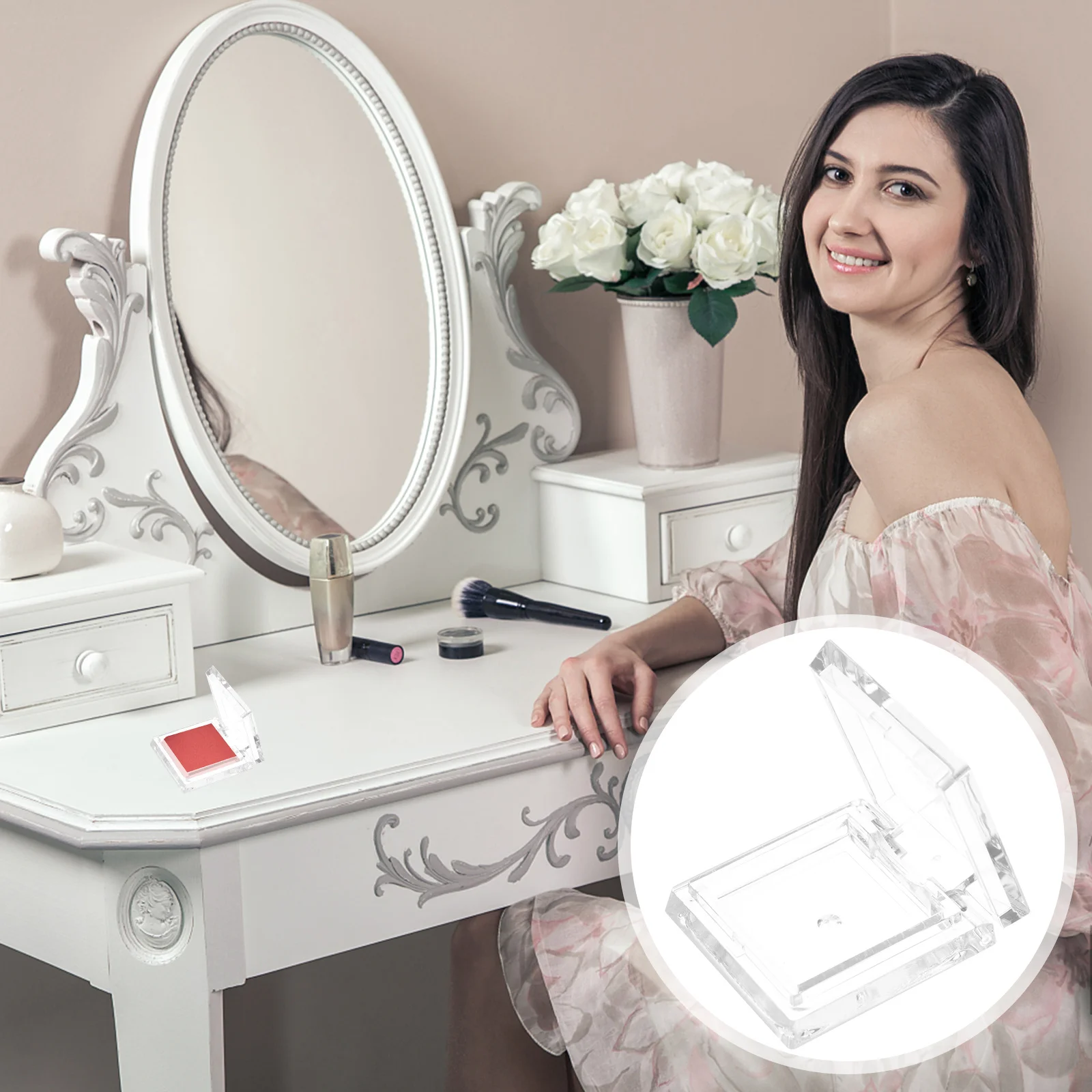 4 Stück Lidschatten-Pfanne, leer, quadratisch, nachfüllbar, Make-up-Etui, kleiner tragbarer Reise-Lippenbalsam-Behälter