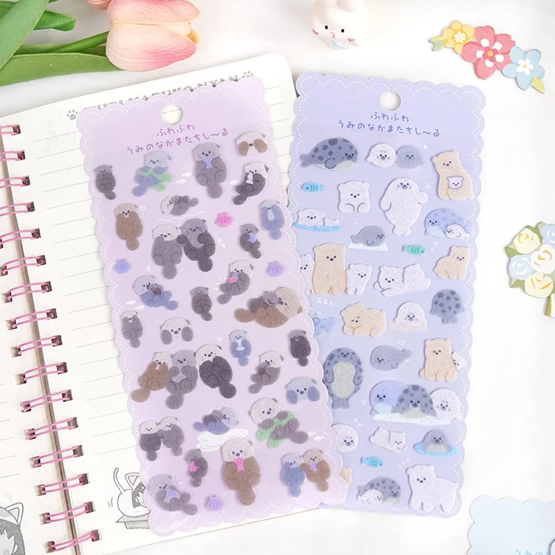 Animal marinho feltcloth reunindo adesivos recompensa das crianças polvo pinguim baleia decoração artesanal adesivos de livro de telefone móvel