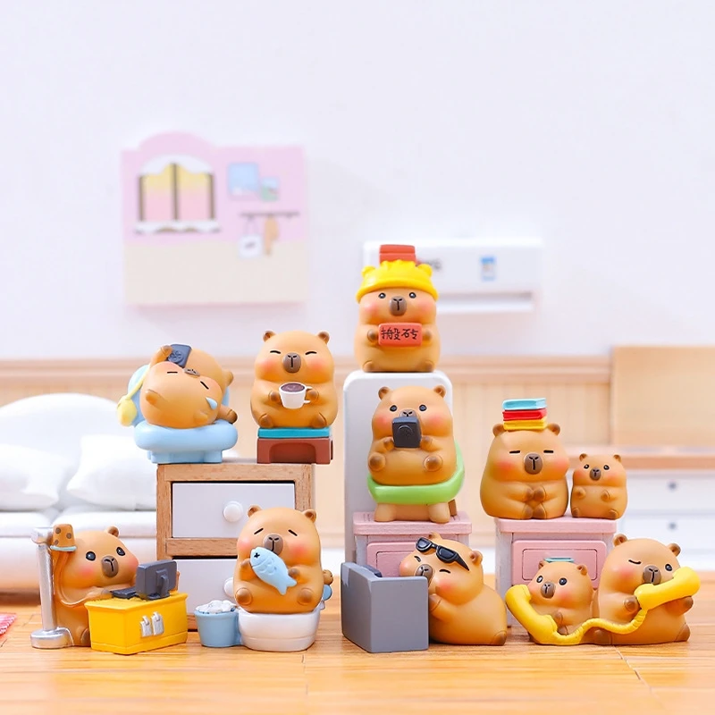 

In Stock New Capybara Blind Box Simulation Mini Capibara Action Figures Doll Children Birthday Christmas Gift Desktop Ornament