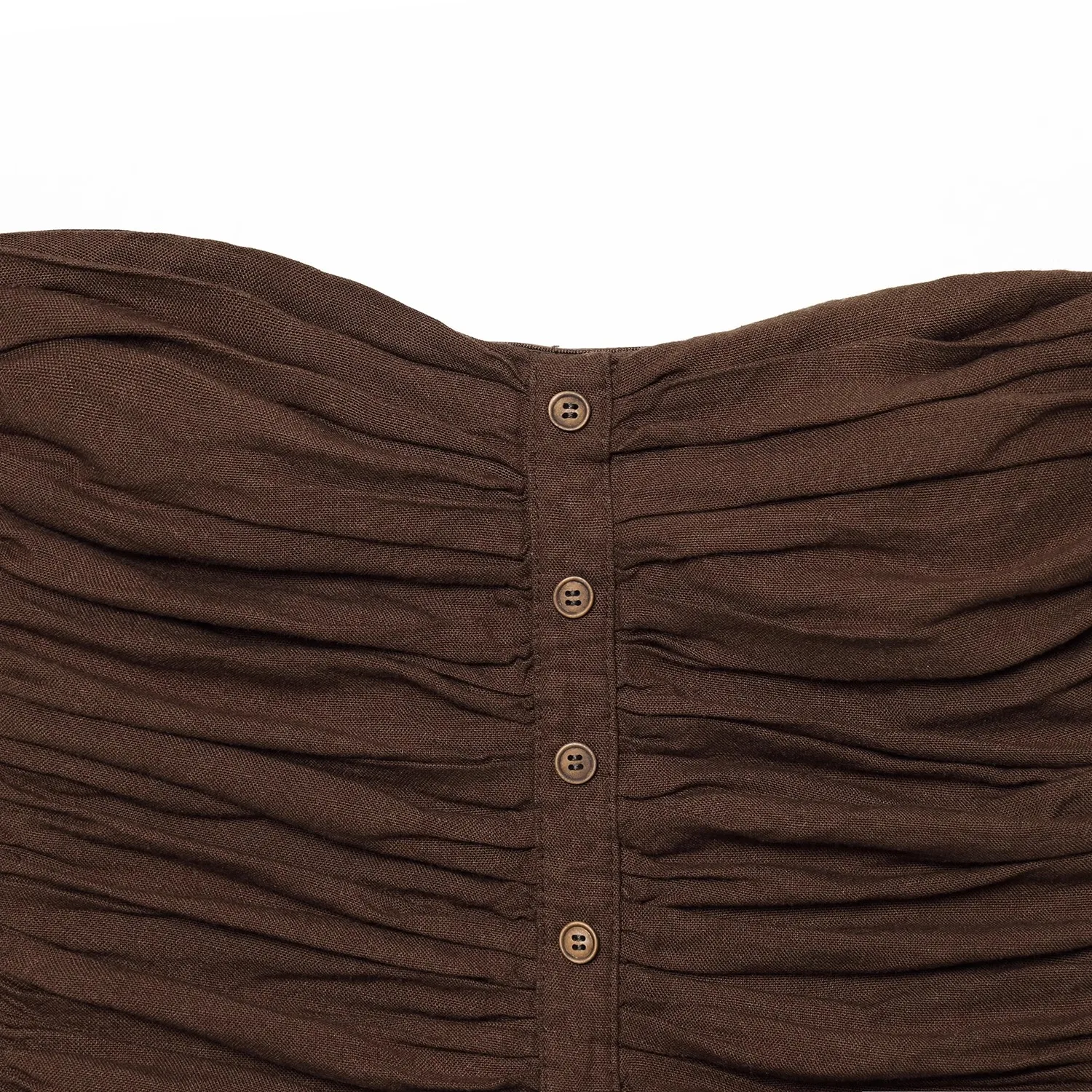 

ZAB Autumn New Women's Faion Linen Blend Pleated Slim Fit Brtte Sle Top 8372074 Polyester Fiber Square Collar Button C...