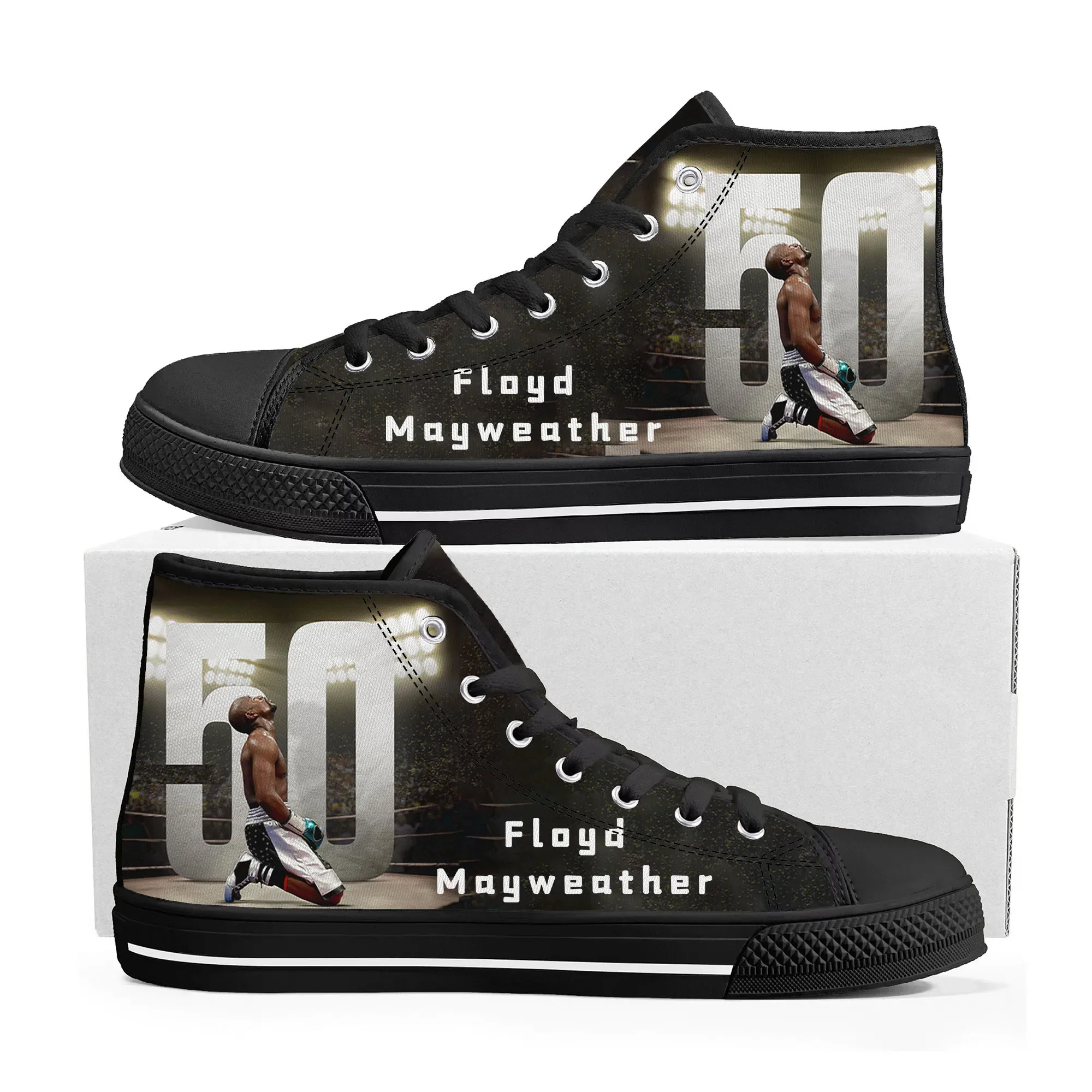 Floyd Mayweather Undefeated Boxing Champ Zapatillas altas de lona para hombre, mujer y adolescente, zapatos informales, zapatos personalizables