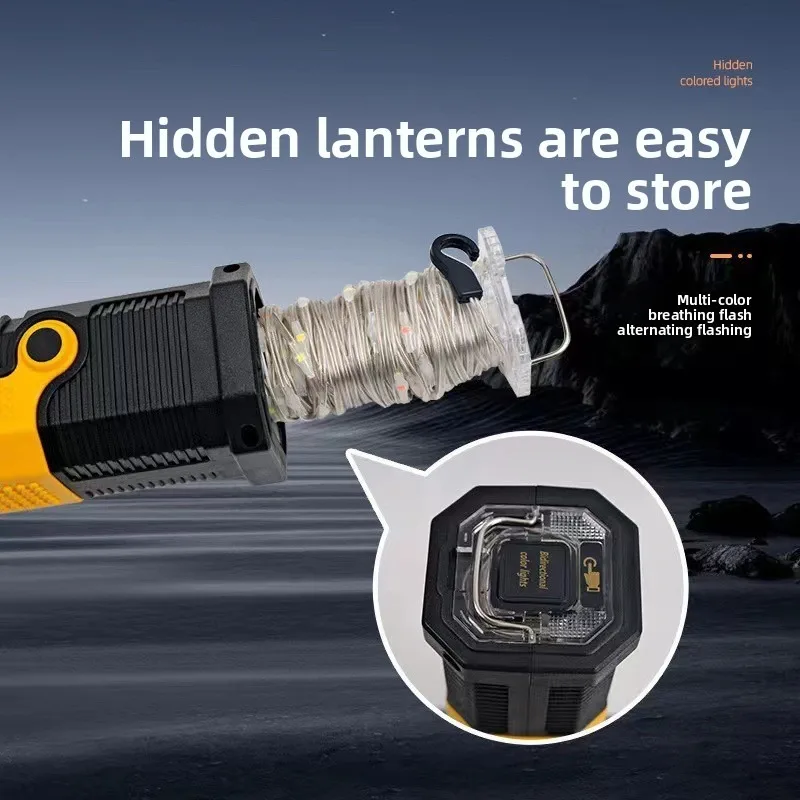 مصباح يدوي عاكس كبير قابل لإعادة الشحن: فائق السطوع يدوم طويلاً، محيط ملون، خيمة تخييم محمولة وإضاءة خارجية #3