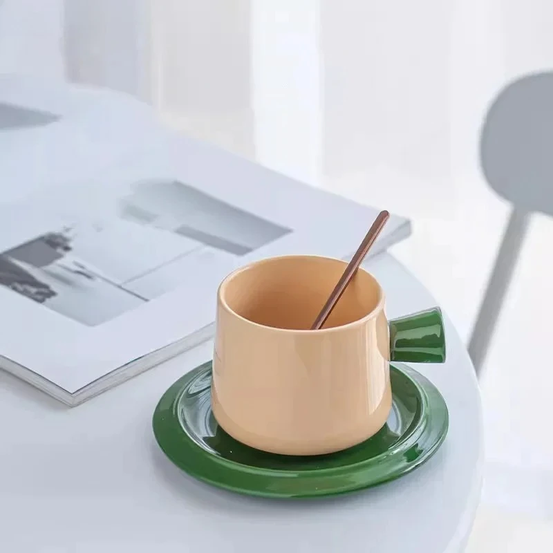 Minimalism Ceramic Mug Green Cup&saucer Dining Table Coffee Cup Milk Tea Mugs Afternoon Tea Teacup Fruit Juice Container