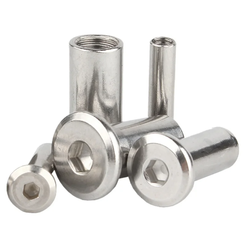 M2 M3 M4 M5 M6 M8 M10 304 Stainless Steel Large Flat Hexagon Socket Rivet Cap Nut Connector Sleeve