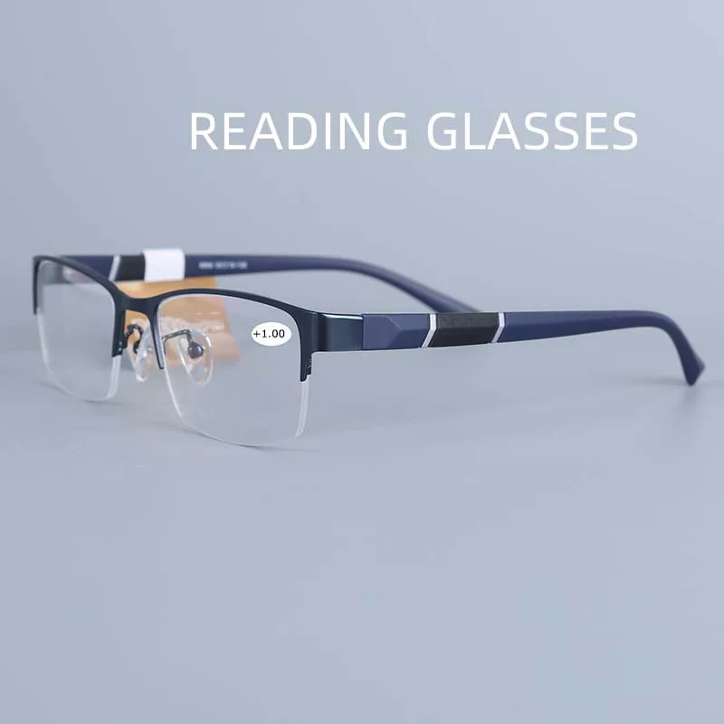 

Male's Blue Light Blocking Far Sight Eyewear Half Frame Business Reading Eyeglasses Ultra Light Far Sight Eyewear Goggles