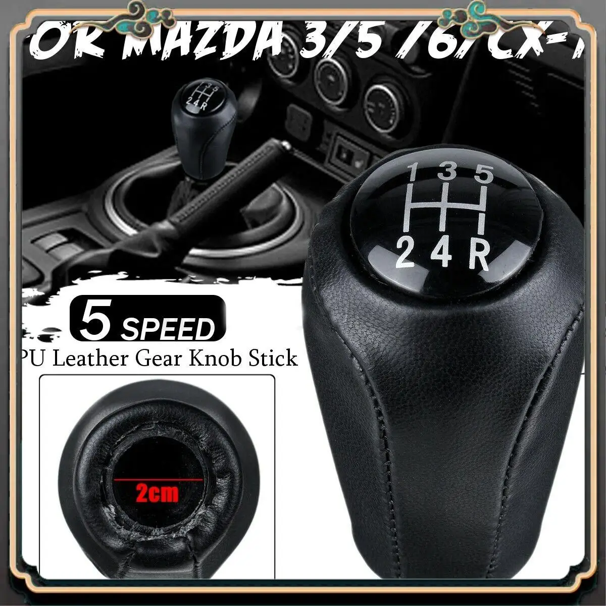 

M45K-5 Speed Gear Shift Knob For MAZDA 3 BK BL / 5 CR CW/ 6 II GH/CX-7 ER Black 2005-2014
