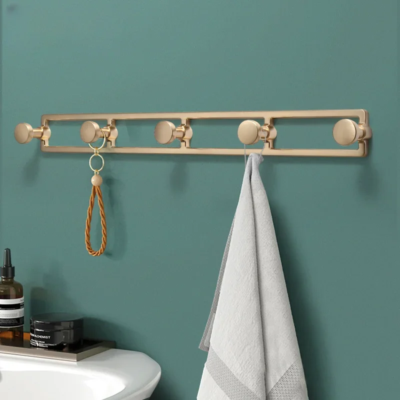 Coat Rack Robe Hook Wall-Mounted Coat Hats Clothes Hook 1/2/5 Hook Bathroom Robe Hooks Zinc Alloy Golden Hardware